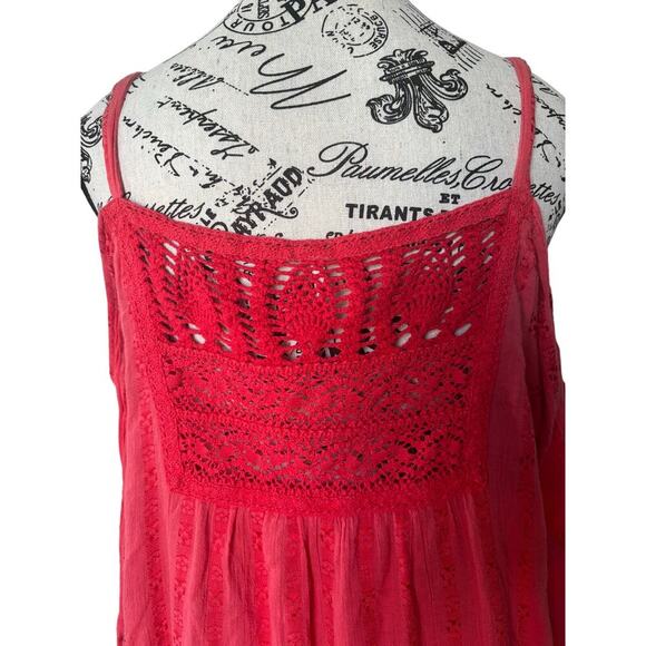 Free People Boho Coral Beaded Crochet Dress - Picture 4 of 5